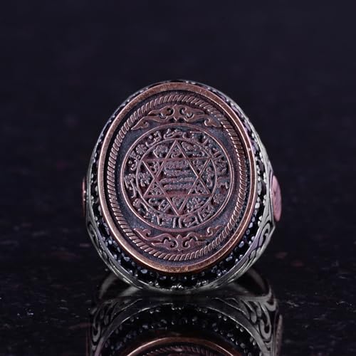 KAMBO Handmade 925 Sterling Silver Men's Ring David of Star Solomon Design Kabbalah Religious Statement Jewelry Vintage 