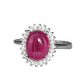 Silver Women's Ring - Natural Star Ruby