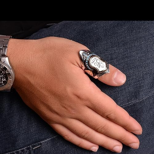 Handcrafted 925 Sterling Silver Archery Ring - Ottoman Men's Thumb Ring with Arrow Throwing Design (Customizable) — 3