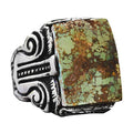 KAMBO Handmade 925 Sterling Silver Men's Ring with Natural Green Turquoise Gemstone, Vintage Statement Jewelry, Bold Des