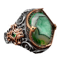 925 Sterling Silver Ring, Natural Drusy Crystal Quartz Stone Ring