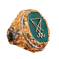 KAMBO Jade Stone Ring Men’s 925 Sterling Silver Signet Ring Handmade Gold Plated King Style Vintage Statement Jewelry Bi