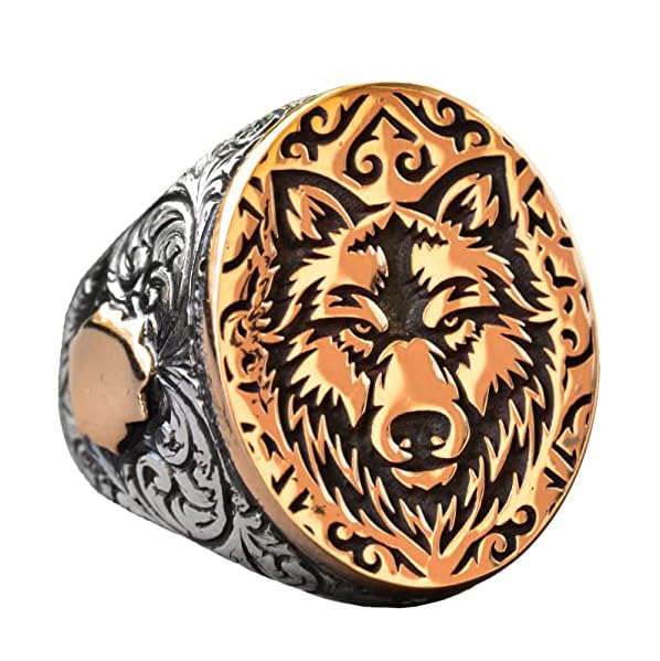 925 Sterling Silver Men's Wolf Ring - Gothic Style Animal Design, Handmade Jewelry