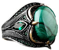 Natural Malachite Stone Ring - 925 Sterling Silver Men's Ring (Model-2)