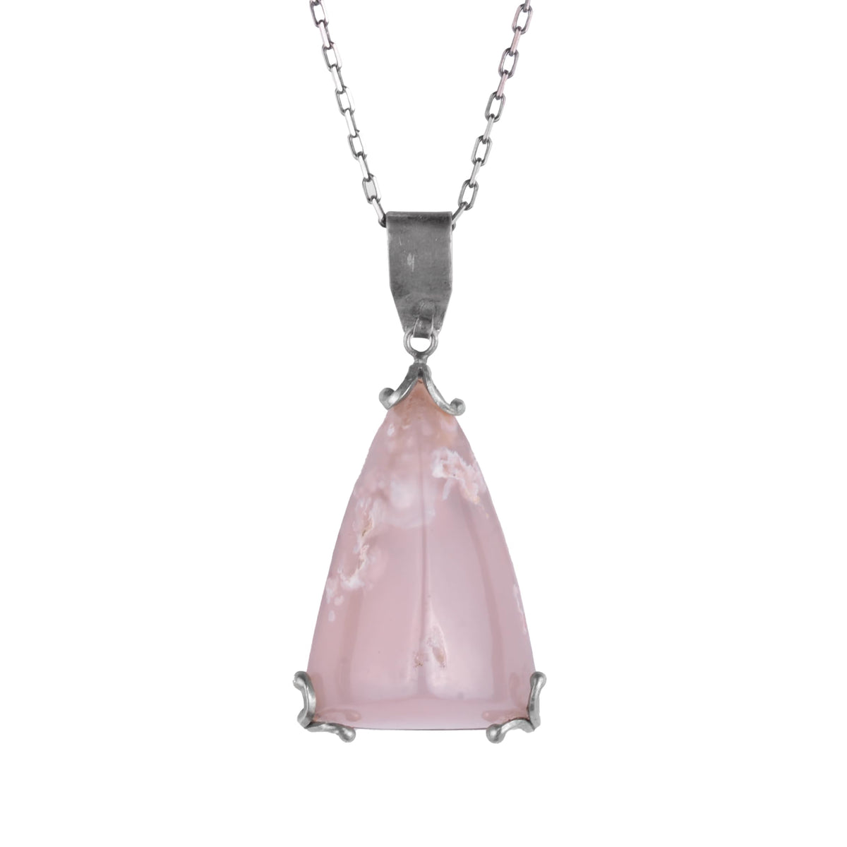KAMBO Natural Agate Stone Necklace for Women – 925 Sterling Silver Necklace Pendant – Minimal Elegant Cabochon Jewelry