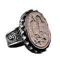 Natural Agate Stone Ring, 925 Sterling Silver Men's Ring