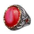 Vintage Men's 925 Sterling Silver Ring Druzy Quartz, Red