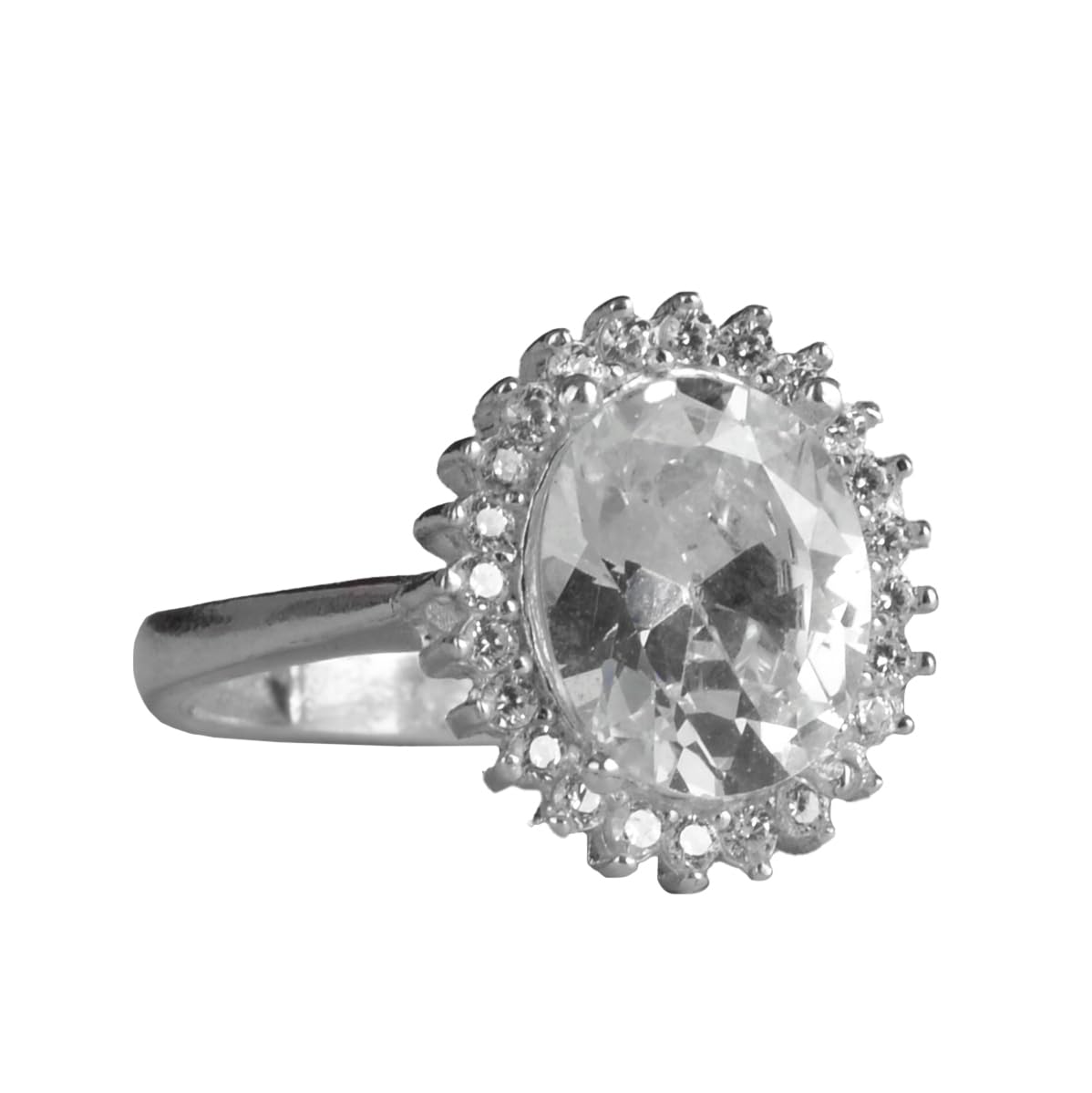KAMBO 925 Sterling Silver Women's Ring - Elegant Halo Design (Created Crystal)