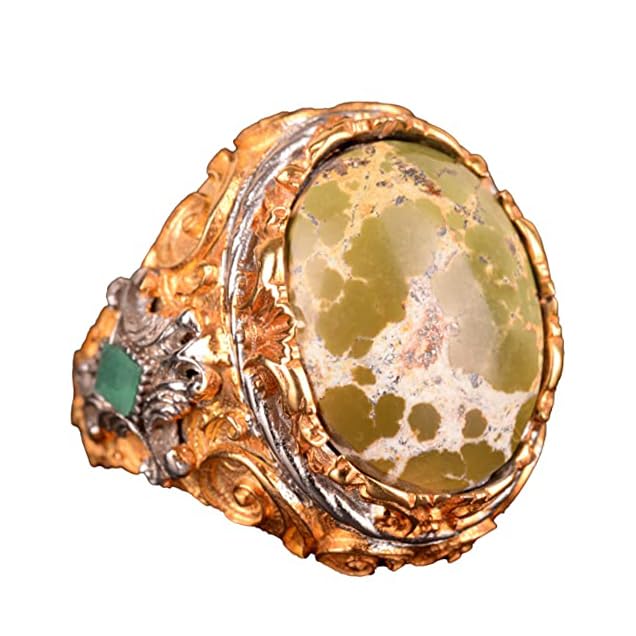 925 Sterling Silver Men's Ring with Natural Arizona Turquoise Stone - Bold and Stylish Design, Suitable for Daily Wear and Special Occasions