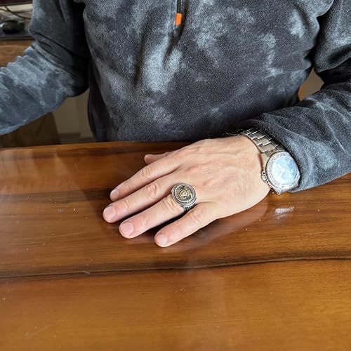 KAMBO Handmade Vintage Medusa Head Ring for Men – 925 Sterling Silver Gothic Statement Jewelry with Bronze Details, Symb