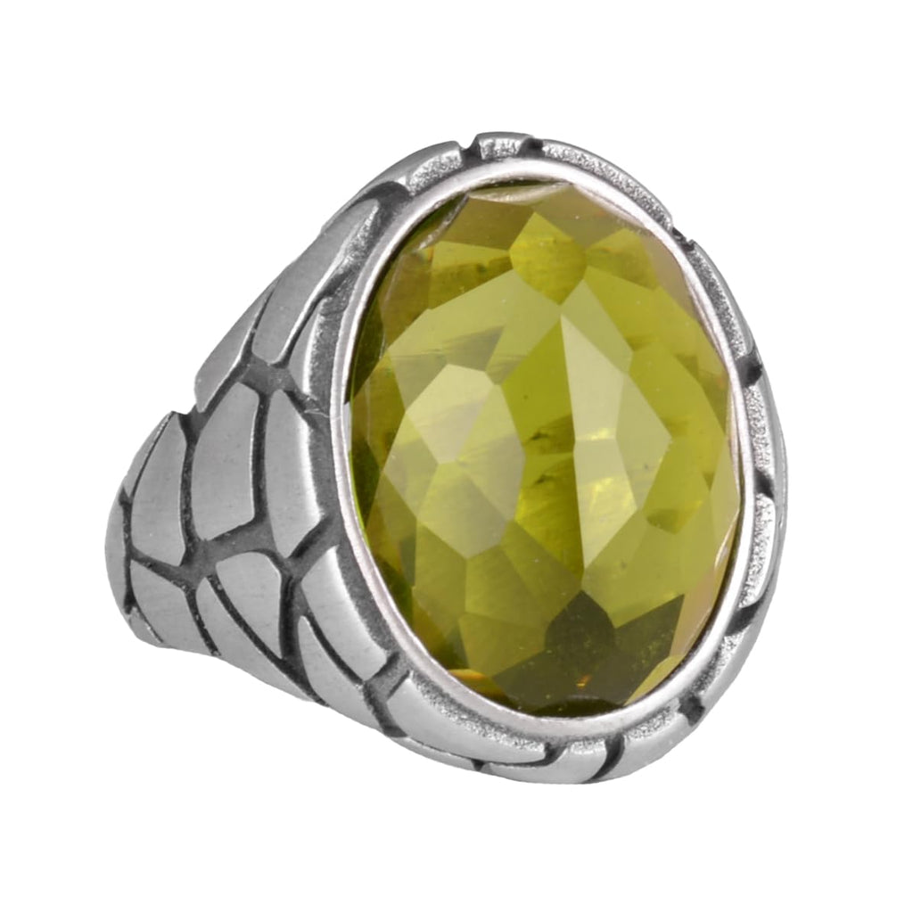 Luxury 925 Sterling Silver Synthetic Stone Ring - Various Collection (Peridot Synthetic Stone)
