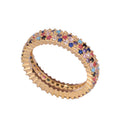 KAMBO 925 Sterling Silver Women's Thin Infinity Band – Gold Plated Multicolored Zircon Ring – Elegant Thin Anniversary Jewelry