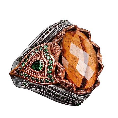 Natural Stone Handmade Ring - 925 Sterling Silver (Tiger Eye)