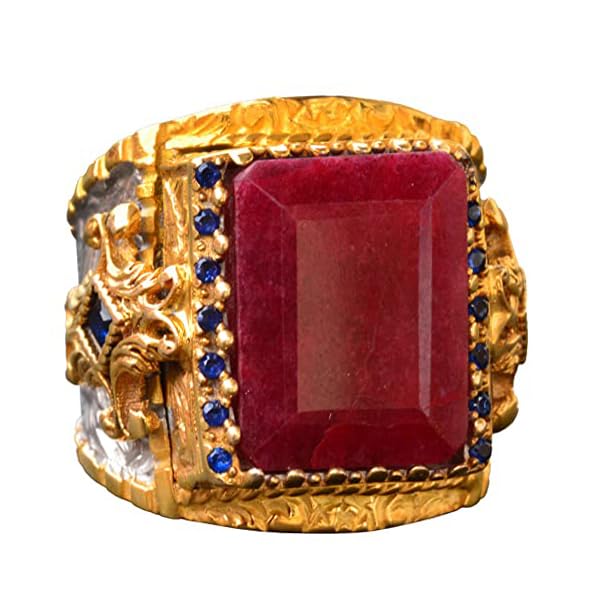 Handmade Natural Ruby Stone Gold Plated Silver Men's Ring - Symbol of Passion and Abundance