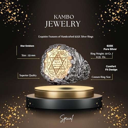 KAMBO Handmade 925 Sterling Silver Star of David Ring Unisex Minimalist Statement Jewelry Symbol of the Seal of the Prop