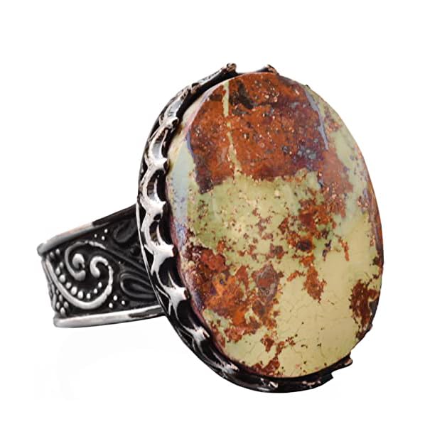 Large Ring, Natural Arizona Turquoise Stone Ring, Handmade 925 Sterling Silver Ring