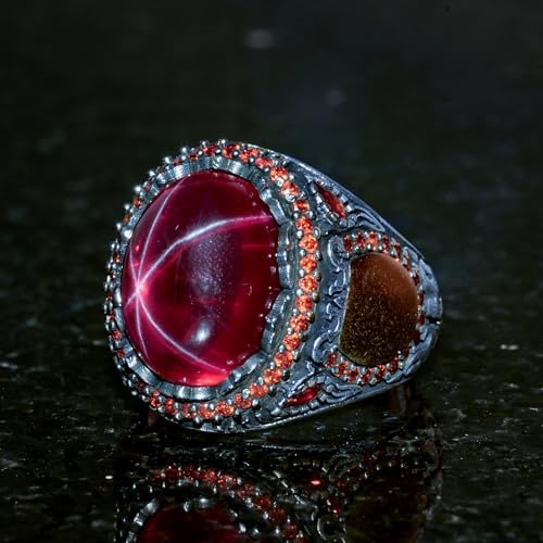 Natural Star Ruby Stone Ring, 925 Sterling Silver Ring, Handmade Ring — 4