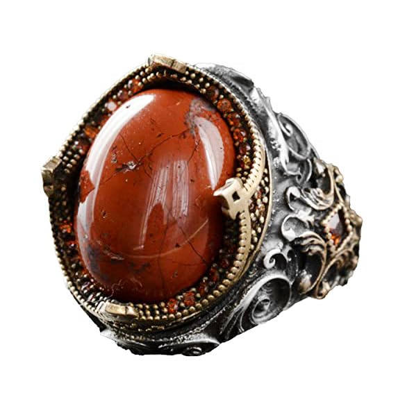 Natural Blood Stone Ring - Minimalist 925 Sterling Silver Ring