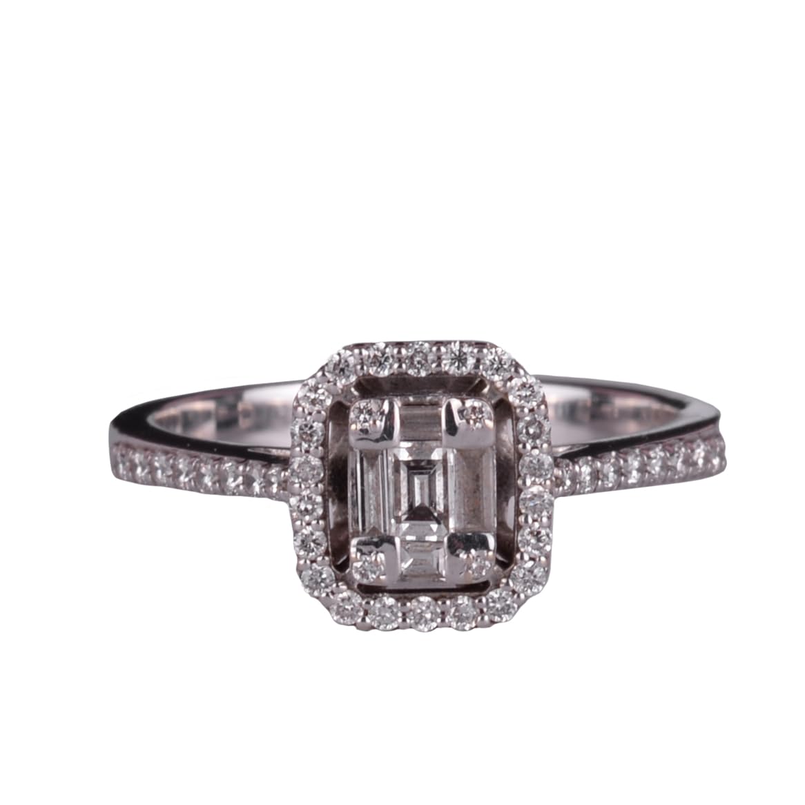 KAMBO 0.41 Ct Certified Diamond Women's Engagement Ring - 14K White Gold Wedding Band