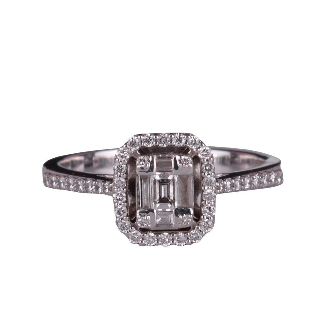 KAMBO 0.41 Ct White Diamond Engagement Ring for Women Handmade 925 Sterling Silver Modern Wedding Band Statement Jewelry