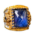 Handmade Zircon Stone Gold Plated Silver Men's Ring - Symbol of Wisdom and Sovereignty