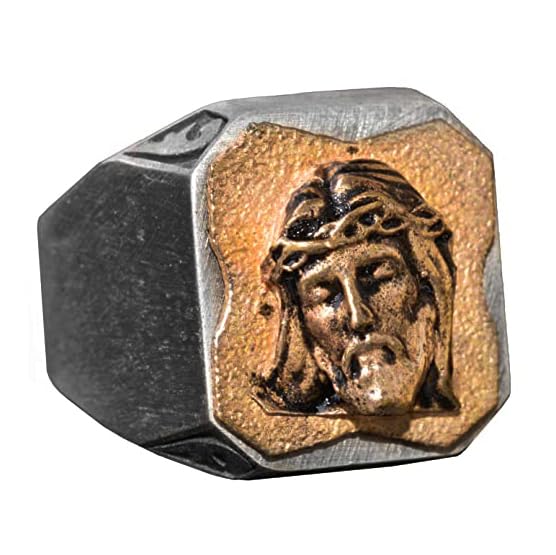 925 Sterling Silver Men's Ring - Seal Ring - Handmade Ring (Jesus)