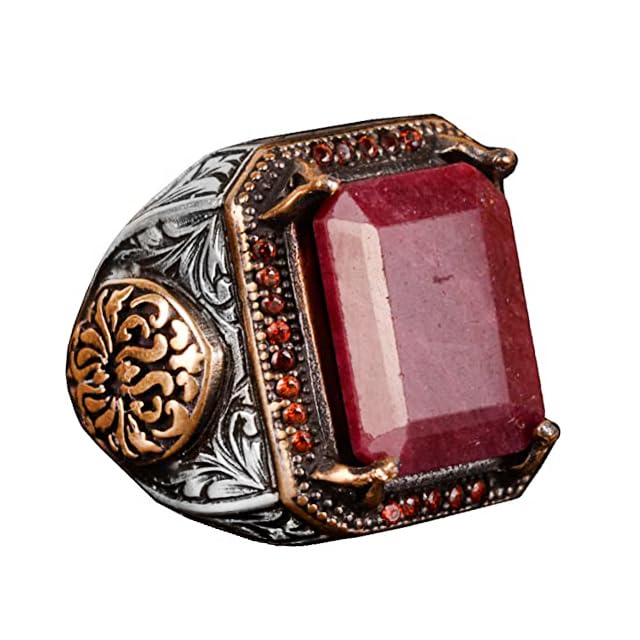 Natural Ruby Stone Men's Ring, Handmade King Ring, 925 Sterling Silver