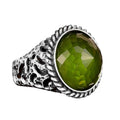 KAMBO Handmade 925 Sterling Silver Men's Peridot Stone Ring Minimalist Vintage Statement Jewelry Elegant Designer Band