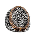 KAMBO 925 Sterling Silver Men's Ring with Intricate Filigree Design, Handmade Vintage Statement Jewelry for Men, King St