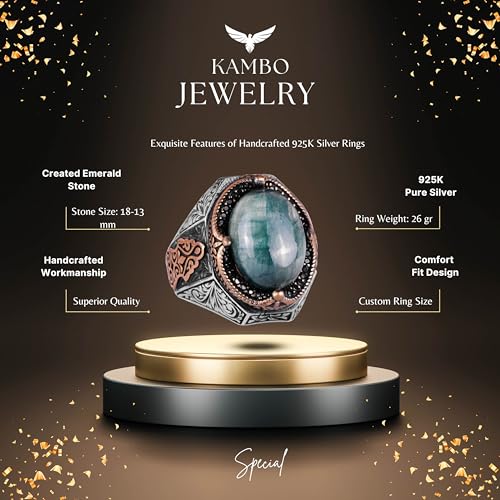 KAMBO Created Stone Ring - Elegant Handmade Men's Ring in 925 Sterling Silver