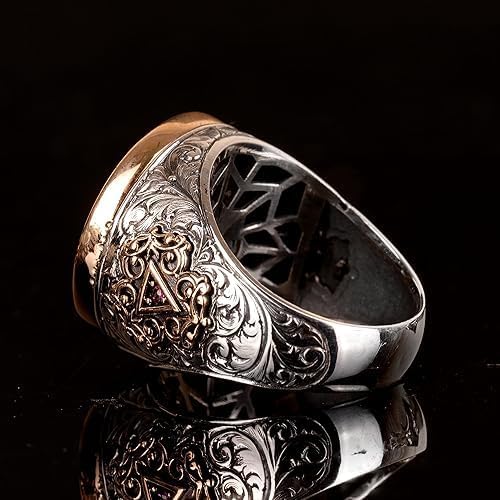 925 Sterling Silver Men's Ring, Handmade Ring, Islamic Ring, Customizable Ring — 7