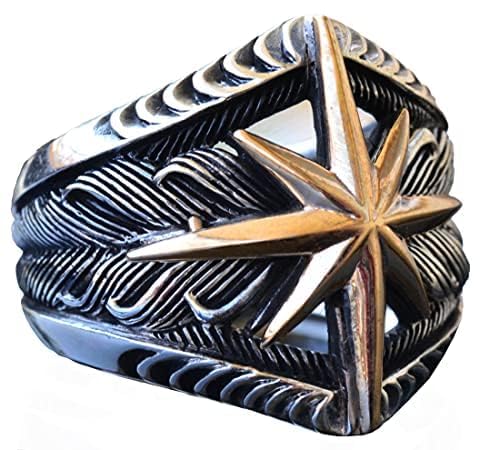 KAMBO Handmade Men's Compass Signet Ring in 925 Sterling Silver - Vintage Navigational Motif Jewelry - Statement Explore