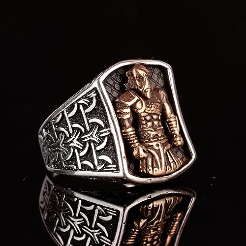 KAMBO Sterling Silver Spartan Warrior Ring – Handcrafted 925 Sterling Silver Jewelry – Bold Ancient Greek Helmet Design 