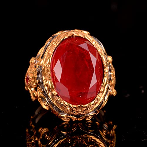 KAMBO Handmade Paraiba Tourmaline Ring for Women - 925 Sterling Silver Rhodium Plated Art Deco Vintage Statement Band Ri