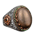 Natural Pyrite Stone Ring, Sultan Ring, 925 Sterling Silver Men's Ring