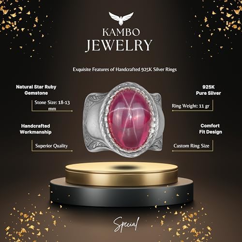 Natural Star Ruby Stone Ring | 925 Sterling Silver | Unique Design — 2