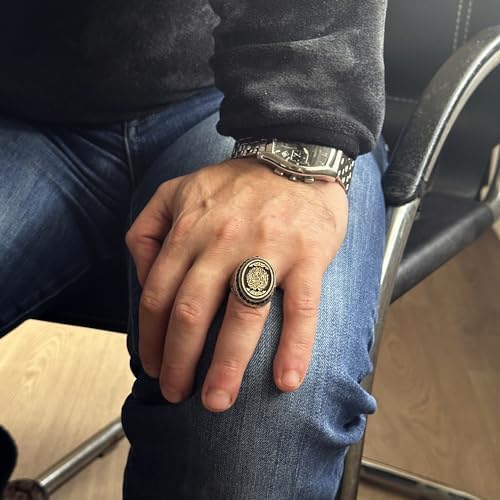 Islamic Silver Men's Ring - Stylish Muslim Symbol Ring - Traditional Handcraft (Customizable) — 3