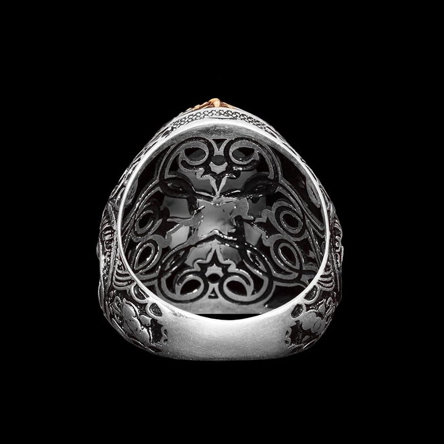 925 Sterling Silver Men's Ring - Natural Tiger Eye Stone — 4