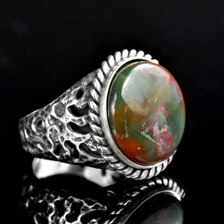 Natural Sapphire Stone Men's Ring, Vintage Ring, 925 Sterling Silver — 6