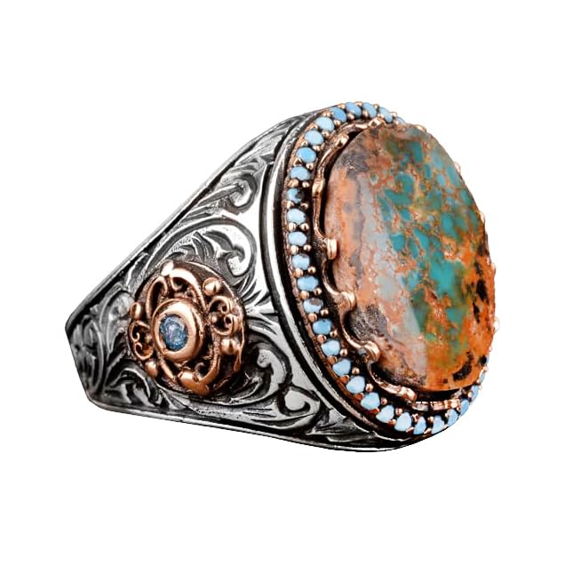 Handmade Natural Arizona Turquoise Stone Ring, 925 Sterling Silver