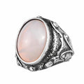 KAMBO Natural Opal Stone Men's Ring 925 Sterling Silver Oval Cabochon Industrial Design Handmade Ring