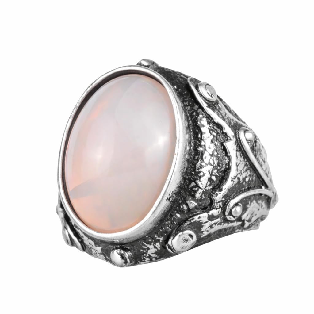 KAMBO Natural Opal Stone Men's Ring 925 Sterling Silver Oval Cabochon Industrial Design Handmade Ring