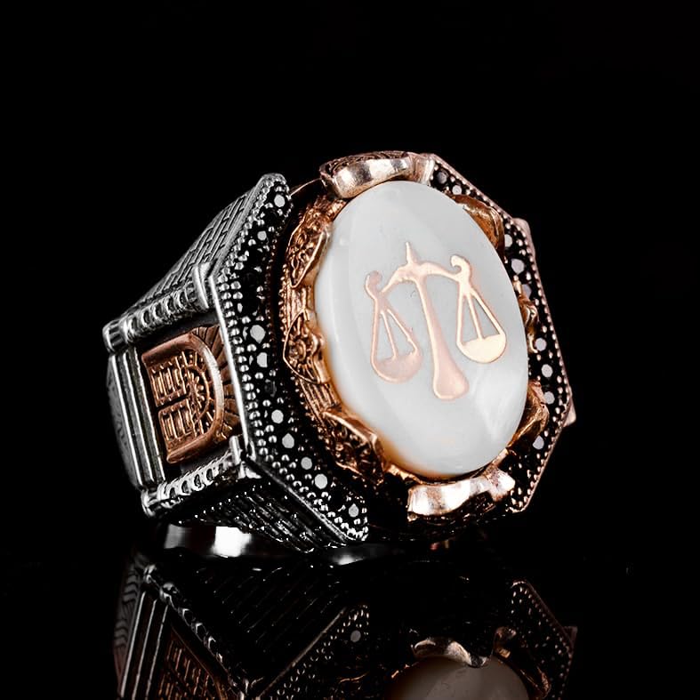 Libra Ring, Justice Figure, 925 Sterling Silver Men's Ring — 4
