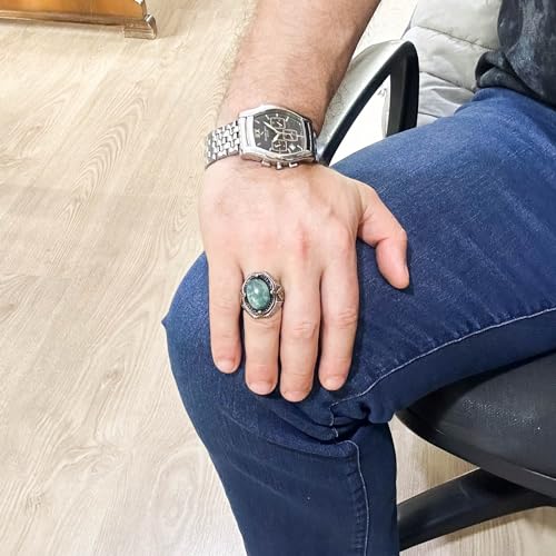 KAMBO Created Stone Ring - Elegant Handmade Men's Ring in 925 Sterling Silver