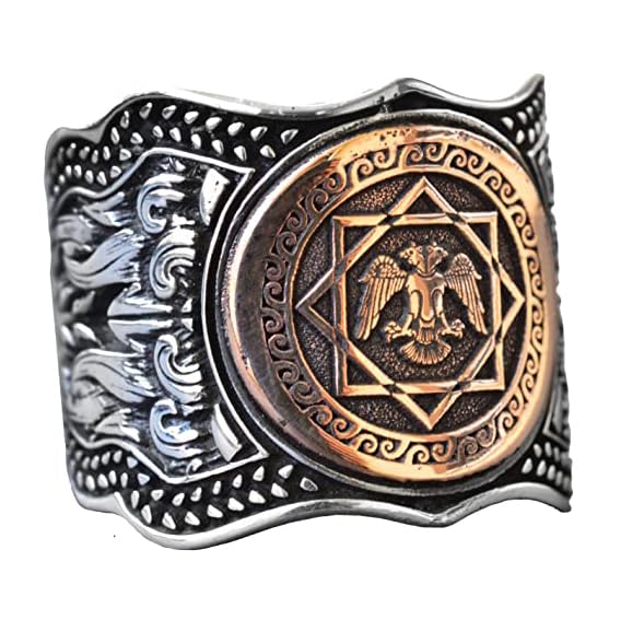 Double-Headed Eagle Ring, Silver Eagle Ring, 925 Sterling Silver Men's Ring, Large Ring