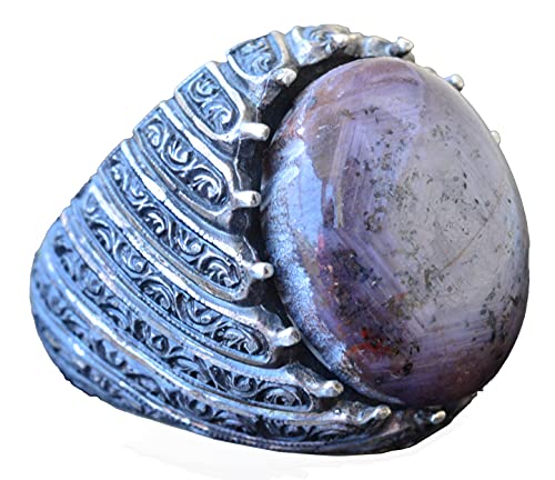 KAMBO Handmade Men's Antique Star Ruby Ring in 925 Sterling Silver, Vintage Statement Jewelry, Natural Gemstone, Classic