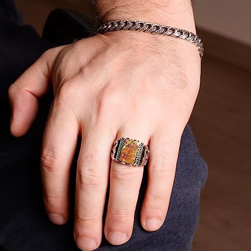 Rectangular Silver Ring, 925 Sterling Natural Arizona Turquoise Stone Ring (Model-5) — 5
