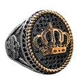 KAMBO Handmade 925 Sterling Silver King Crown Ring with Natural Onyx Gemstone for Men, Vintage Statement Jewelry, Majest