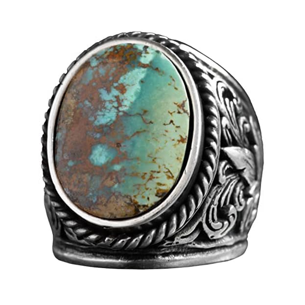 Turquoise Stone Ring, 925 Sterling Silver Handmade Dragon Design