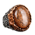 Natural Bronzite Stone Ring, 925 Sterling Silver Men's Ring